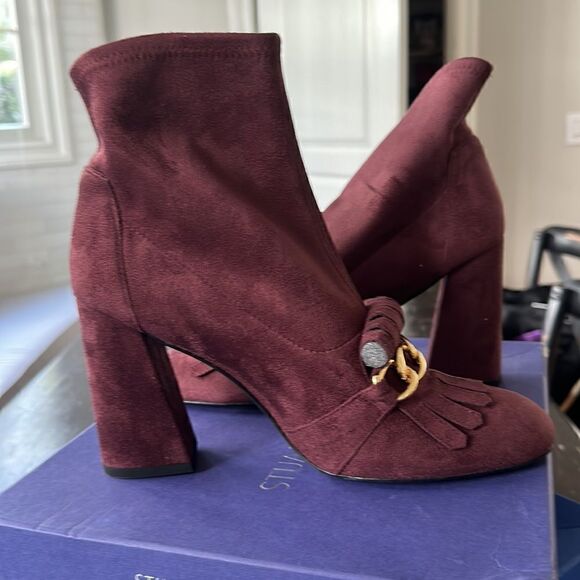 STUART WEITZMAN Ringleader Ultra-stretch Booties Wine Color Size 41 NEW in box - Picture 10 of 10